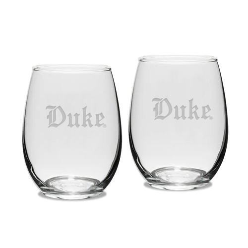 60951 - Duke 2-Pack Crystal Stemless Wine Glasses by Campus Crystal