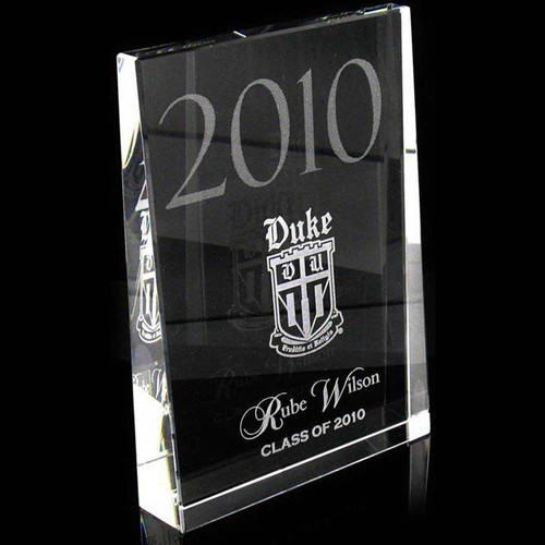 62070 - Duke® Personalized Duke® Shield Crystal Prestige (Special Order)