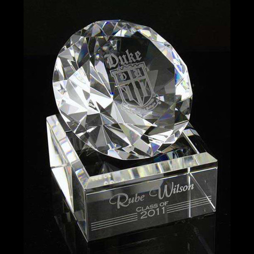 67869 - Duke® Personalized Crystal Diamond with Base (Special Order)